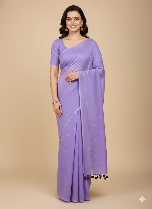 Light_Purple_Cotton_Silk_Hand_Printed_Handloom_Saree_Without_Blouse_For_Women
