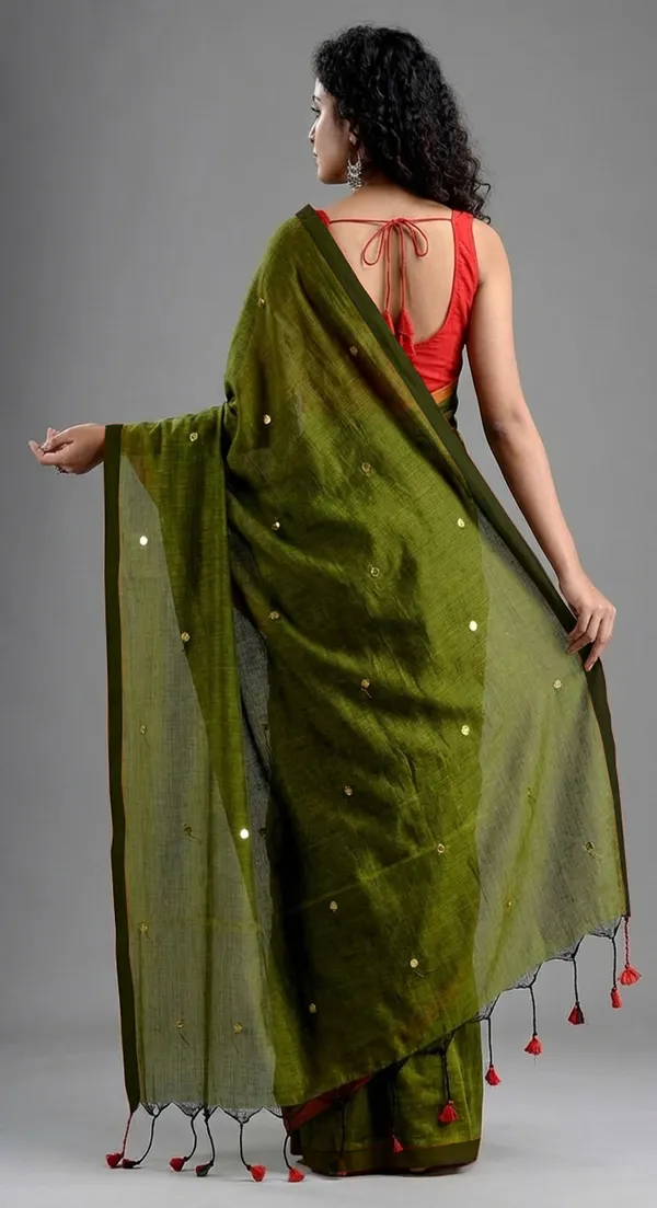 Green__Handloom_Stripe_Zari_Cotton_Silk_Saree_For_Women