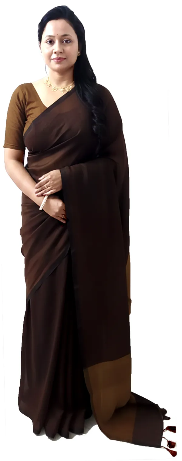 Handloom_Color_Block_Mercerize_soft_cotton_Saree_(Coffee_color_with_Golden_Pallu)