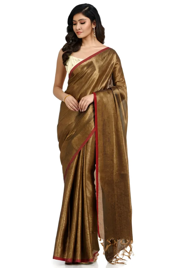 Golden_Handloom_Tissue_Saree_Ethnic_Wear_For_Occasional_Use_Elegance_Look_Relaxed_Fit_Blended_With_Golden_Zari_For_Women