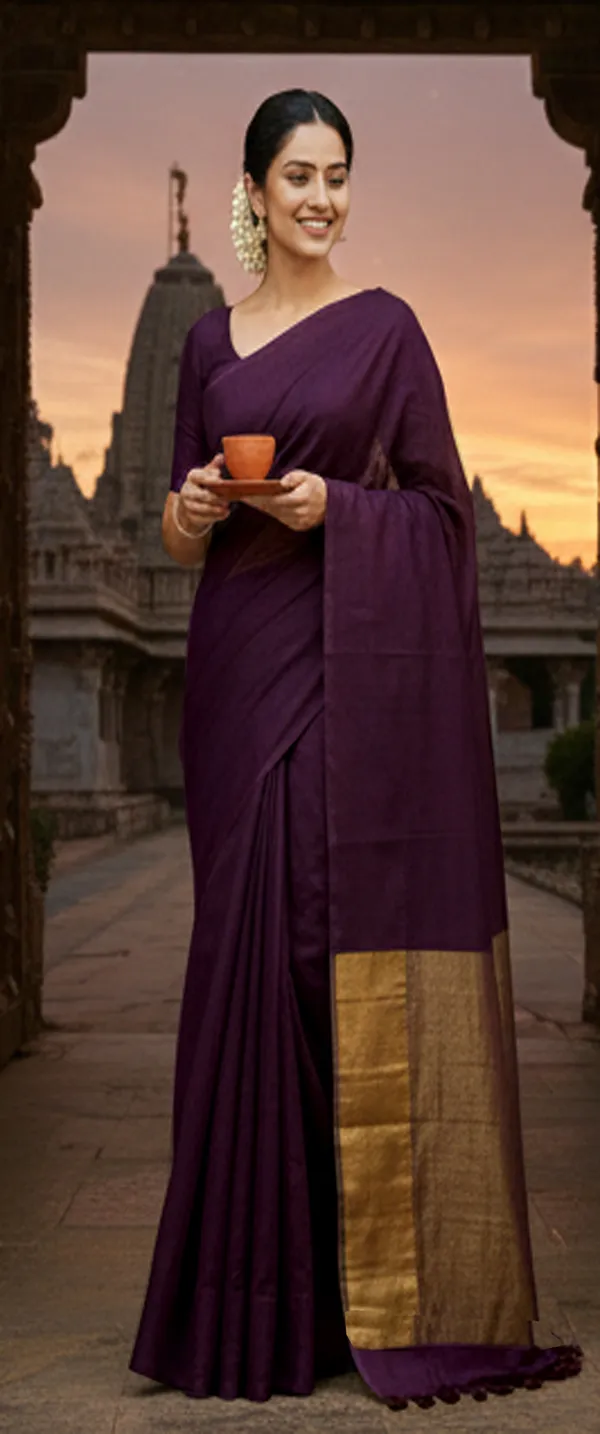 Coffee_With_Pure_Golden_Tissue_Silk_Pallu_Handloom_Block_Soft_Cotton_Saree_Women'S_Ethnic_Wear