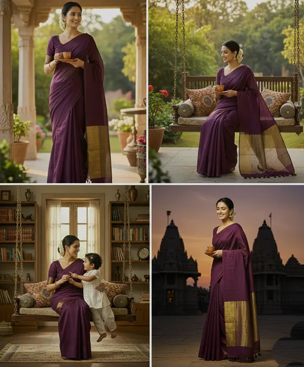 Coffee_With_Pure_Golden_Tissue_Silk_Pallu_Handloom_Block_Soft_Cotton_Saree_Women'S_Ethnic_Wear