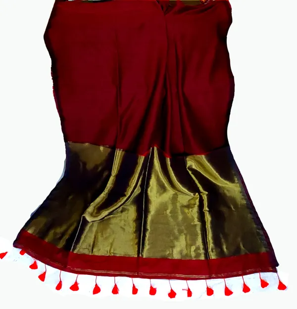 Brown_With_Golden_Pallu__Handloom____Color_Block_Soft_Bengal_Cotton_Saree_Ethnic_Wear_For_Women