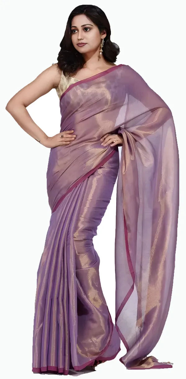 Purple_Handloom_Tissue_Saree_Ethnic_Wear_For_Occasional_Use_For_Elegance_Look_Copper_Cotton_Blended_For_Women