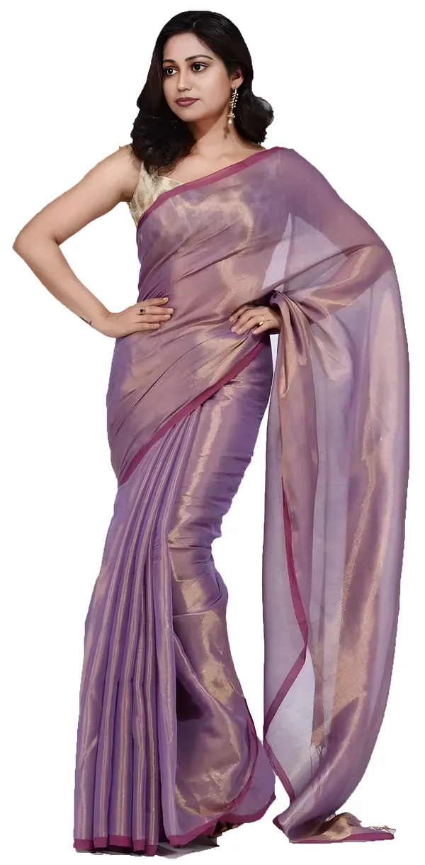 Purple_Handloom_Tissue_Saree_Ethnic_Wear_For_Occasional_Use_For_Elegance_Look_Copper_Cotton_Blended_For_Women