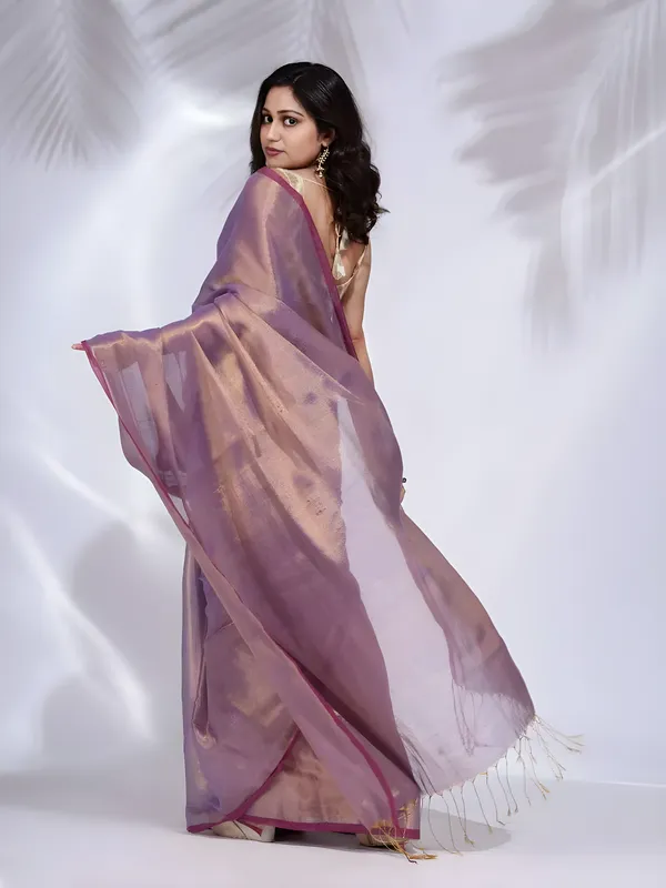 Purple_Handloom_Tissue_Saree_Ethnic_Wear_For_Occasional_Use_For_Elegance_Look_Copper_Cotton_Blended_For_Women