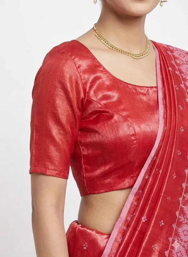 Red_Handloom_Glossy_Tissue_Saree_With_Soft,_Lightweight_&_Lustrous_Finish_Perfect_For_Weddings,Traditional_Elegance_Artisanal_Weaving_Masterpiece_For_Women