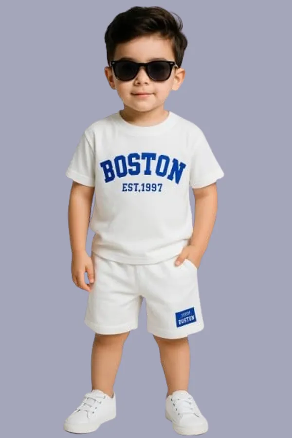 White_Ramiaaz_Solid_Cotton_Blend_Style_Top_And_Shorts_Set_For_Boys