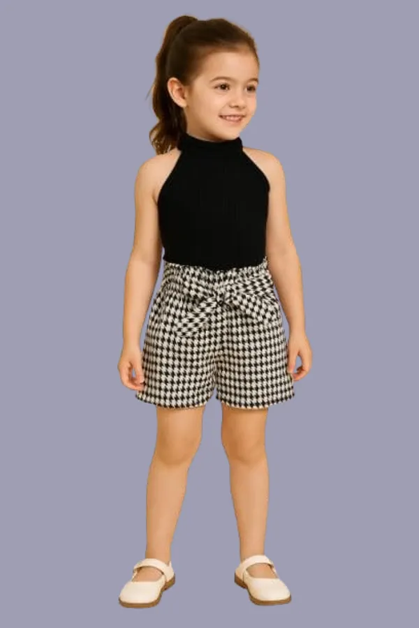 Black_Ramiaaz_Solid_Cotton_Blend_Style_Top_And_Shorts_Set_For_Girls