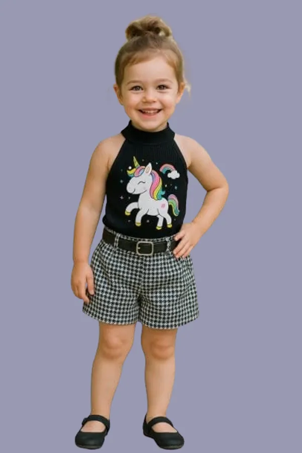 Black_Ramiaaz_Solid_Cotton_Blend_Style_Top_With_Shorts_And_Belt_Set_For_Girls