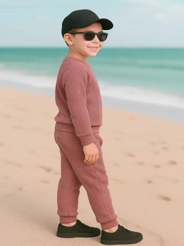 Pink_Ramiaaz_Solid_Cotton_Blend_Style_T_Shirt_And_Pant_Set_For_Boys