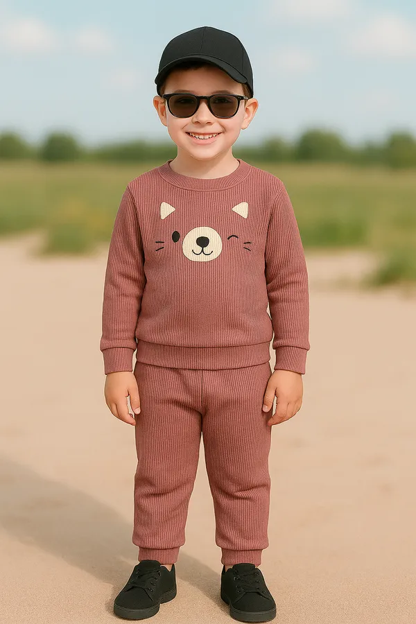 Pink_Ramiaaz_Solid_Cotton_Blend_Style_T_Shirt_And_Pant_Set_For_Boys