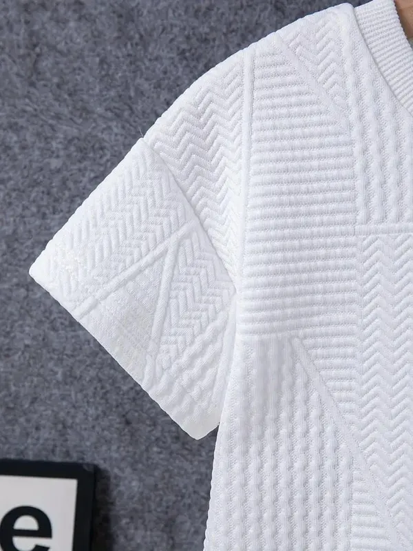 White_Ramiaaz_Solid_Cotton_Blend_Style_T_Shirt_And_Shorts_Set_For_Boys