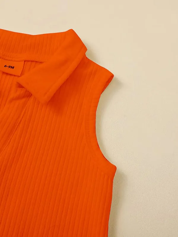 Orange_Ramiaaz_Solid_Cotton_Blend_Top_And_Shorts_Set_With_Purse_And_Belt_For_Girls