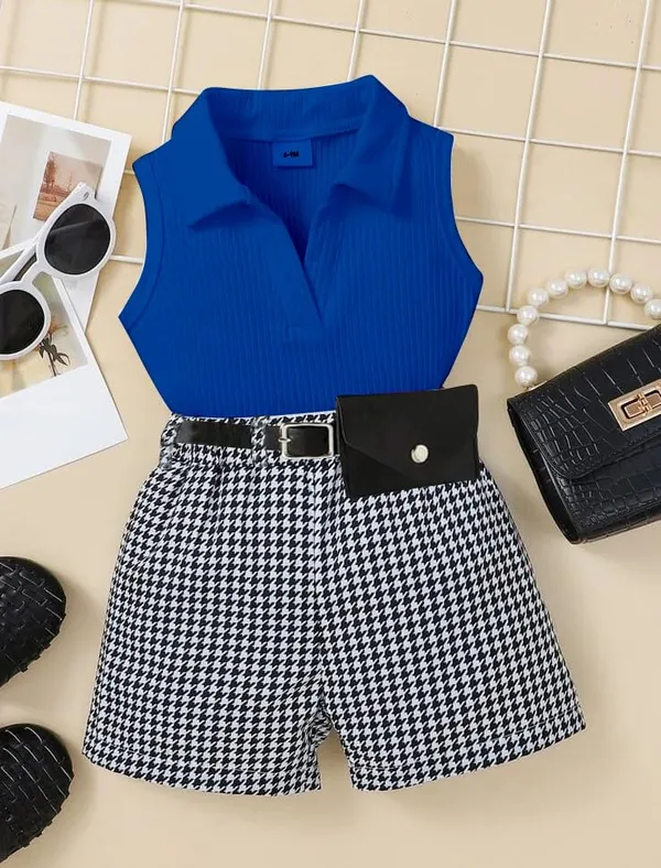 Blue_Ramiaaz_Solid_Cotton_Blend_Top_And_Shorts_Set_With_Purse_And_Belt_For_Girls