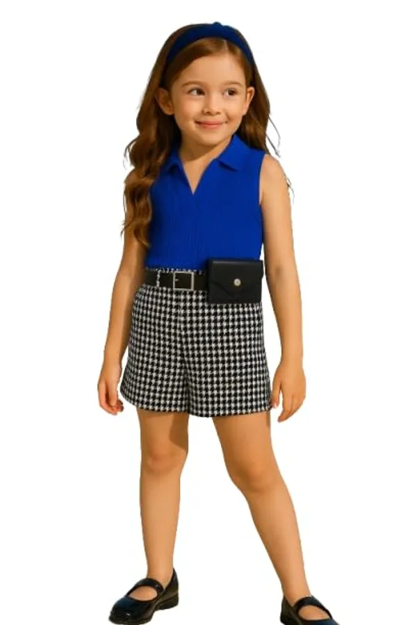 Blue_Ramiaaz_Solid_Cotton_Blend_Top_And_Shorts_Set_With_Purse_And_Belt_For_Girls
