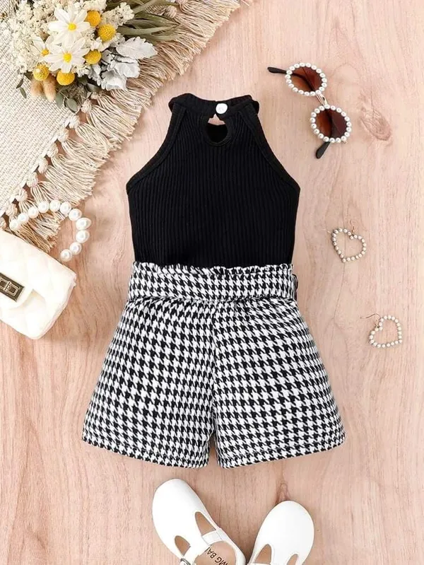 Black_Ramiaaz_Solid_Cotton_Blend_Style_Top_And_Shorts_Set_For_Girls