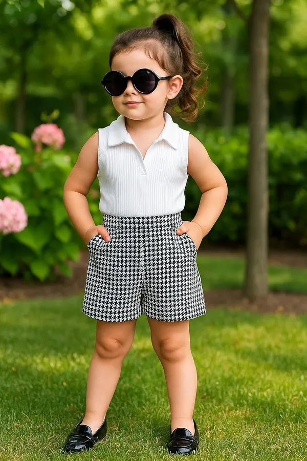White_Ramiaaz_Solid_Cotton_Blend_Style_Top_And_Shorts_Set_For_Girls