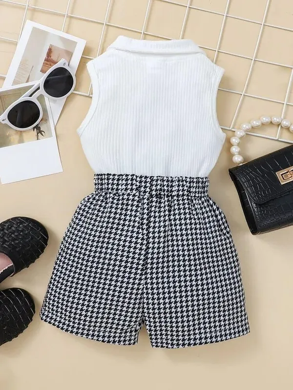 White_Ramiaaz_Solid_Cotton_Blend_Style_Top_And_Shorts_Set_For_Girls