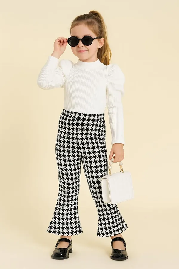 White_Ramiaaz_Solid_Cotton_Blend_Style_Top_And_Pant_Set_For_Girls