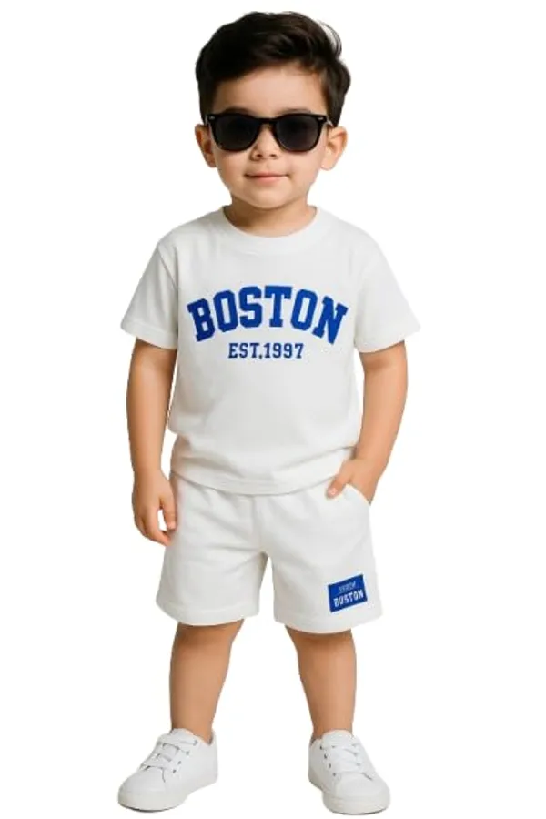 White_Ramiaaz_Solid_Cotton_Blend_Style_Top_And_Shorts_Set_For_Boys