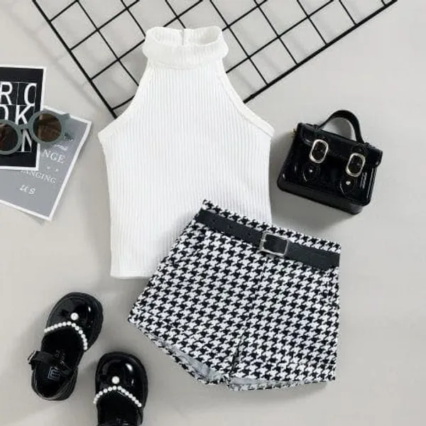White_Ramiaaz_Solid_Cotton_Blend_Style_Top_And_Shorts_Set_For_Girls