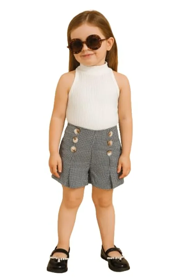 White_Ramiaaz_Solid_Cotton_Blend_Style_Top_And_Shorts_Set_For_Girls