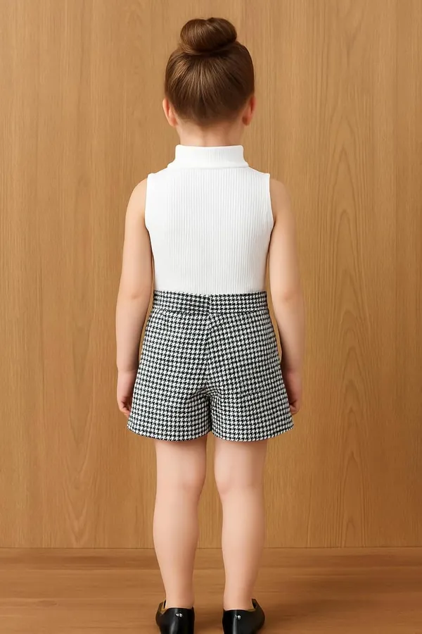 White_Ramiaaz_Solid_Cotton_Blend_Style_Top_And_Shorts_Set_For_Girls