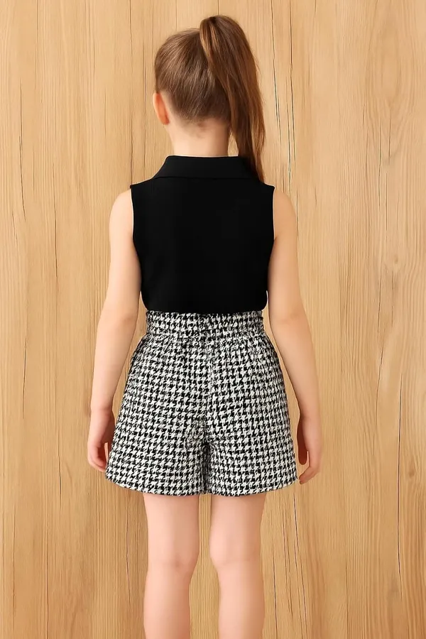 Black_Ramiaaz_Solid_Cotton_Blend_Style_Top_And_Shorts_Set_For_Girls