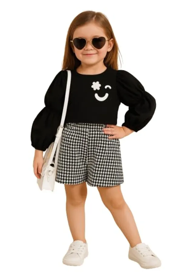 Black_Ramiaaz_Solid_Cotton_Blend_Style_Top_And_Shorts_Set_For_Girls