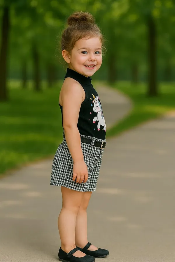 Black_Ramiaaz_Solid_Cotton_Blend_Style_Top_With_Shorts_And_Belt_Set_For_Girls