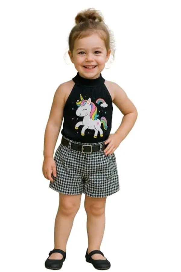 Black_Ramiaaz_Solid_Cotton_Blend_Style_Top_With_Shorts_And_Belt_Set_For_Girls