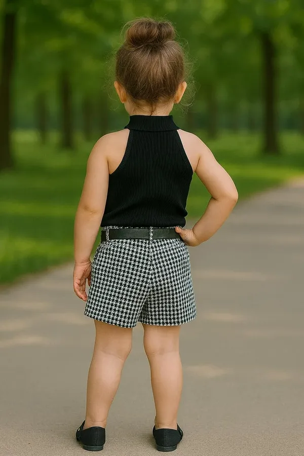 Black_Ramiaaz_Solid_Cotton_Blend_Style_Top_With_Shorts_And_Belt_Set_For_Girls