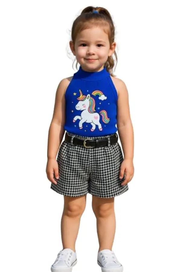 Blue_Ramiaaz_Solid_Cotton_Blend_Style_Top_With_Shorts_And_Belt_Set_For_Girls