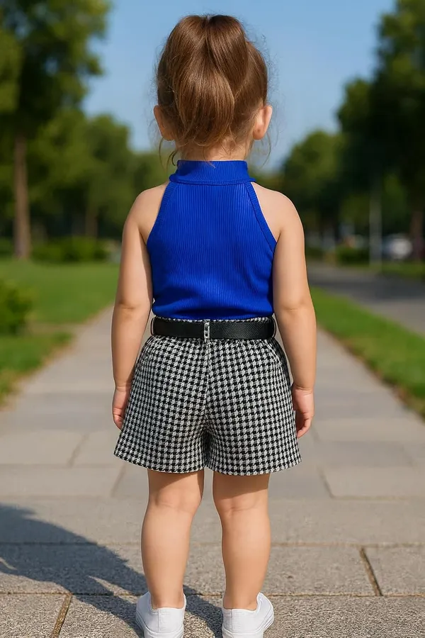 Blue_Ramiaaz_Solid_Cotton_Blend_Style_Top_With_Shorts_And_Belt_Set_For_Girls