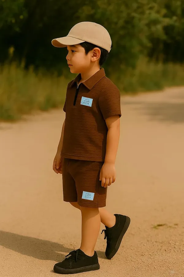 Brown_Ramiaaz_Solid_Cotton_Blend_Style_T_Shirt_And_Shorts_Set_For_Boys