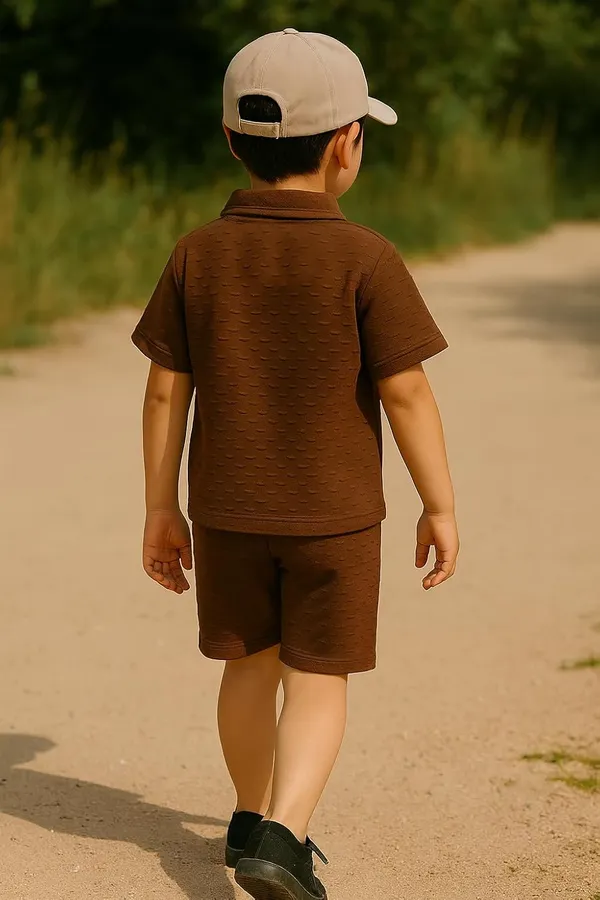 Brown_Ramiaaz_Solid_Cotton_Blend_Style_T_Shirt_And_Shorts_Set_For_Boys