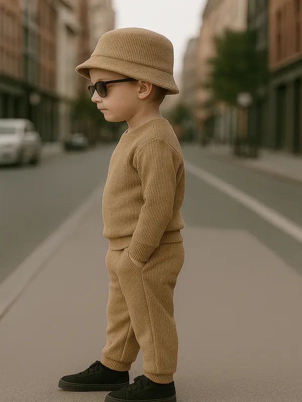 Beige_Ramiaaz_Solid_Cotton_Blend_Style_T_Shirt_And_Pant_Set_For_Boys