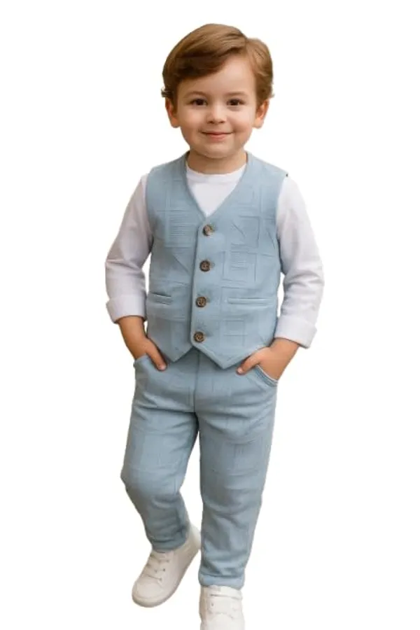 Grey_&_White_Ramiaaz_Solid_Cotton_Blend_Blazer_Style_T_Shirt_And_Pant_Set_With_Bow_Tie_Toddlers_For_Boys