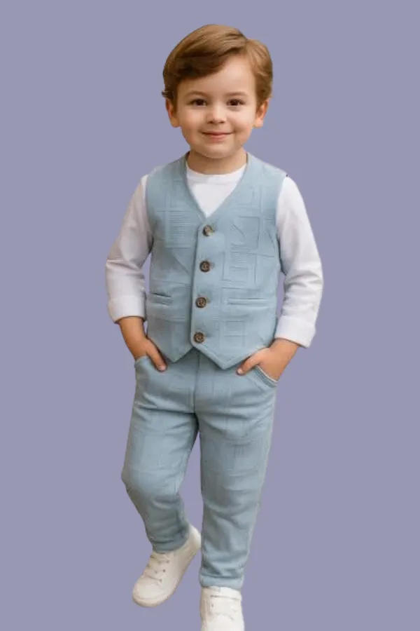 Grey_&_White_Ramiaaz_Solid_Cotton_Blend_Blazer_Style_T_Shirt_And_Pant_Set_With_Bow_Tie_Toddlers_For_Boys