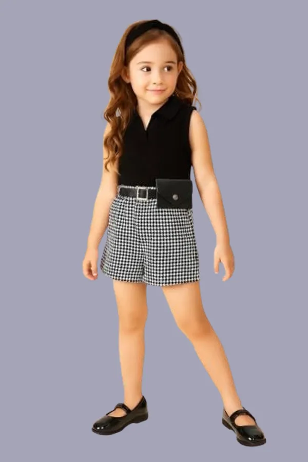 Black_Ramiaaz_Solid_Cotton_Blend_Top_And_Shorts_Set_With_Purse_And_Belt_For_Girls