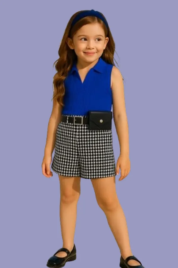 Blue_Ramiaaz_Solid_Cotton_Blend_Top_And_Shorts_Set_With_Purse_And_Belt_For_Girls