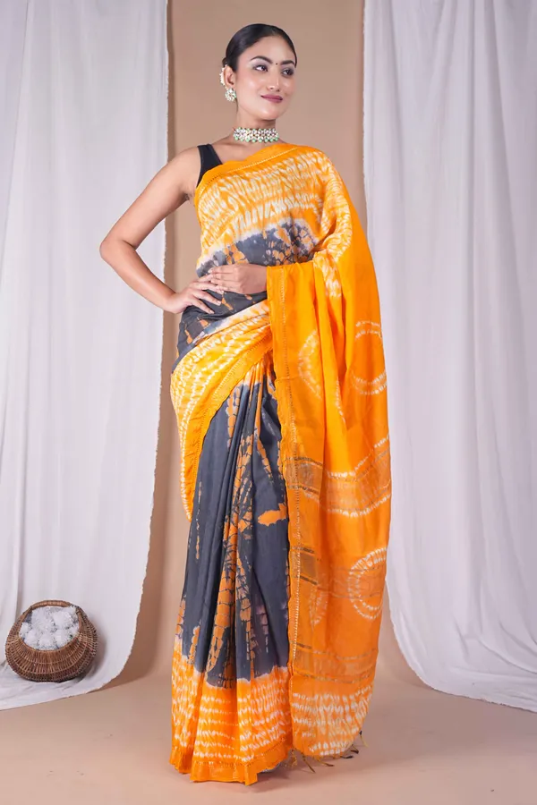 Multicolor_Silk_Blend_Leheriya_With_Maheshwari_Border_Ethnic_Bhagalpuri_Saree_With_Blouse