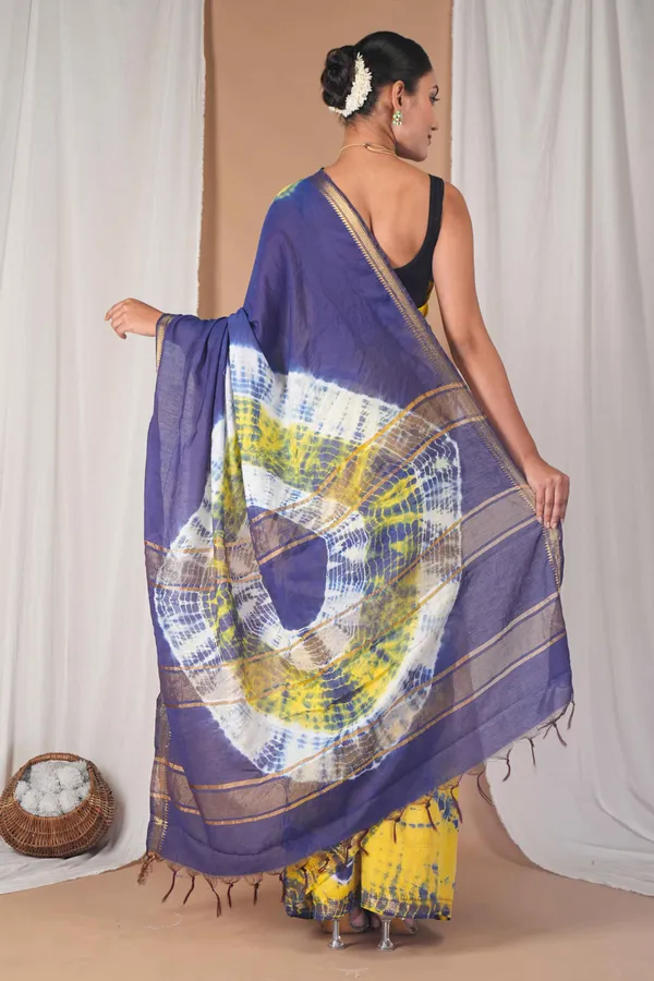 Multicolor_Silk_Blend_Leheriya_With_Maheshwari_Border_Ethnic_Bhagalpuri_Saree_With_Blouse