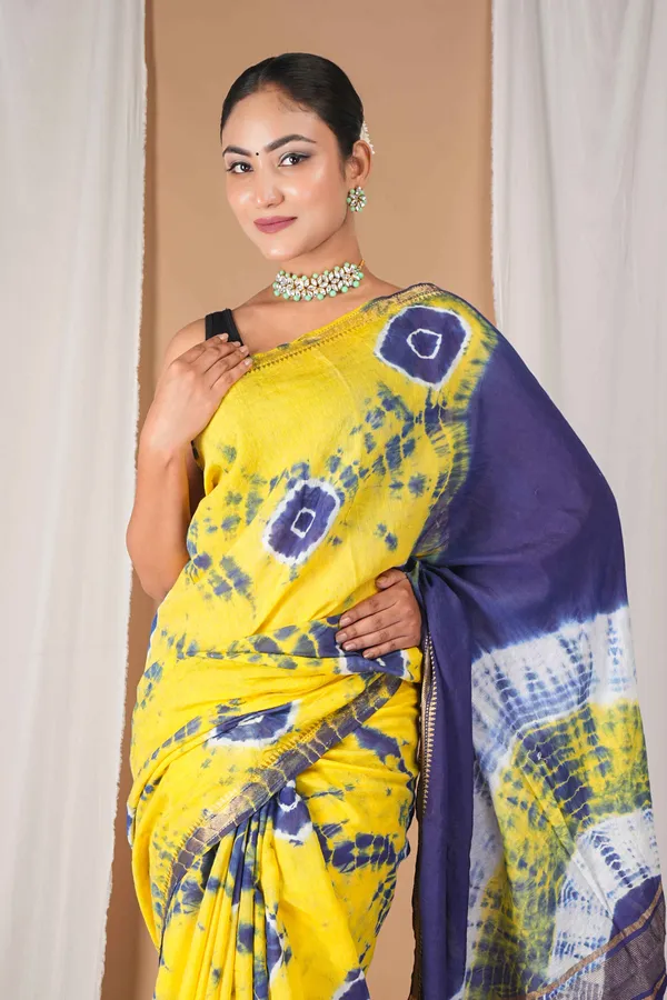 Multicolor_Silk_Blend_Leheriya_With_Maheshwari_Border_Ethnic_Bhagalpuri_Saree_With_Blouse