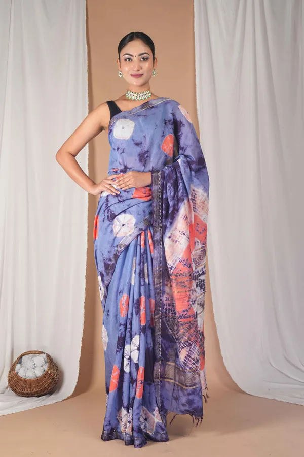 Multicolor_Silk_Blend_Leheriya_With_Maheshwari_Border_Ethnic_Bhagalpuri_Saree_With_Blouse