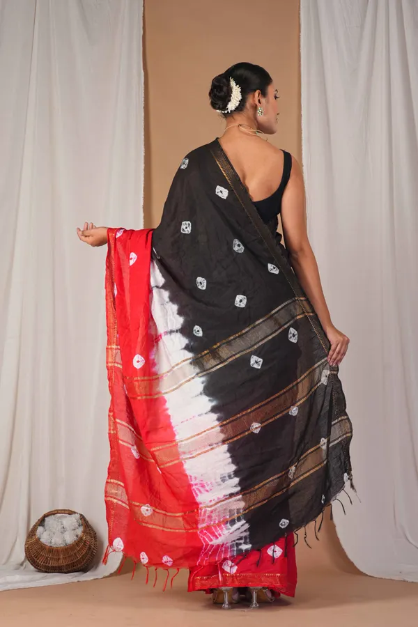 Multicolor_Silk_Blend_Leheriya_With_Maheshwari_Border_Ethnic_Bhagalpuri_Saree_With_Blouse