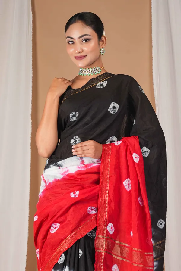 Multicolor_Silk_Blend_Leheriya_With_Maheshwari_Border_Ethnic_Bhagalpuri_Saree_With_Blouse