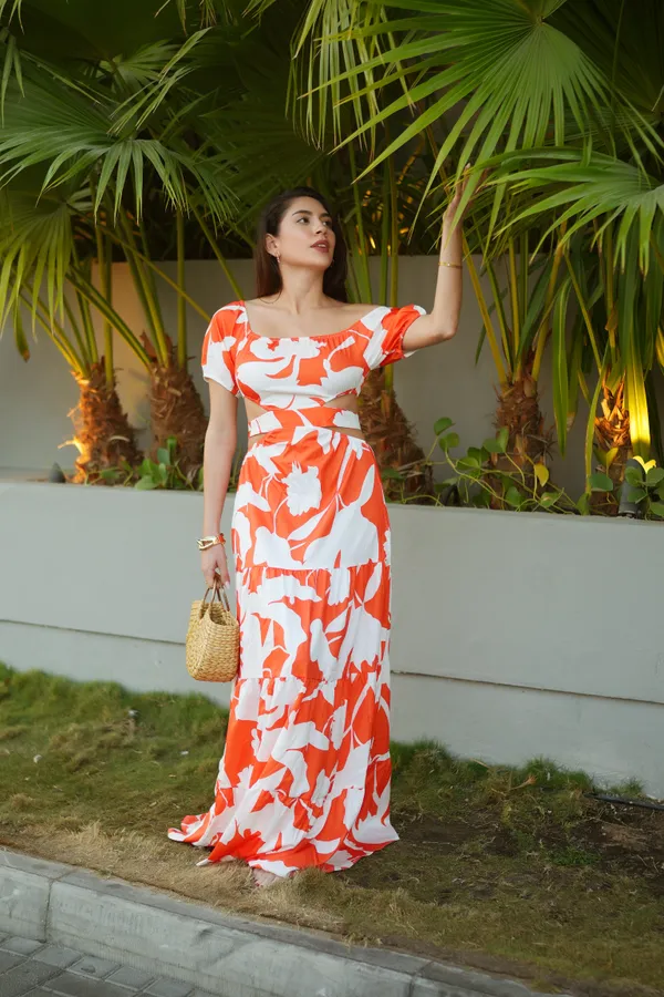 White_&_Orange_Coastal_Grace_Beachwear_Dress_|_Resortwear_Fashion