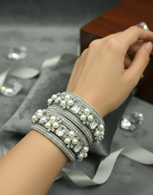 Silver_Premium_Quality_Simran_Kada_(Set_Of_6)_For_Women